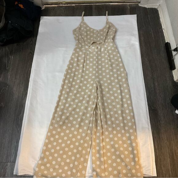 Sage the Label Polka Dot Print Cut Out Jumpsuit XS Preppy Retrogirl Glam Twee - Picture 3 of 10